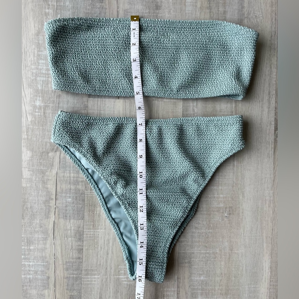 LA HEARTS Light Blue Textured Bikini Set Bandeau Top & High Cut Bottoms Size XS - Picture 4 of 5